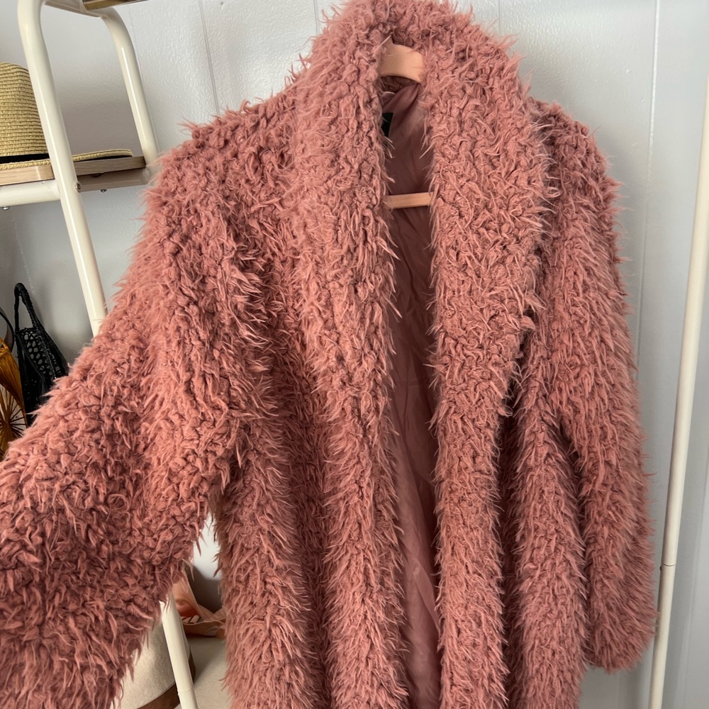 Pink shaggy coat